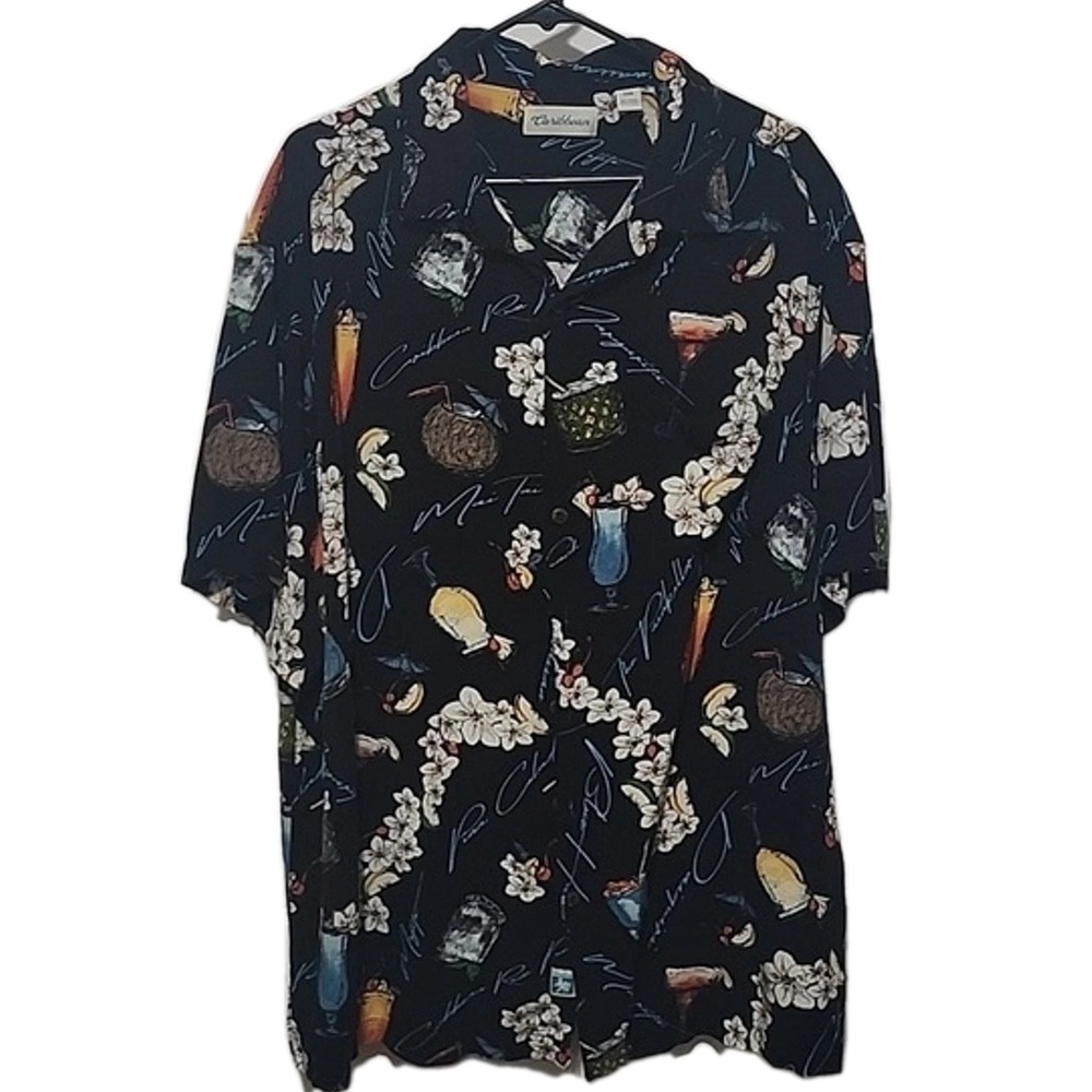Caribbean Men's Button Drinks Cocktails Front Pocket 2X Spring Summer Island‎